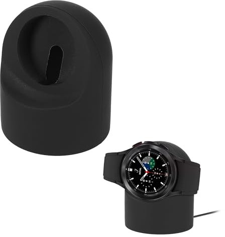 kwmobile Soporte de Smartwatch Compatible con Samsung Galaxy Watch 4/4 Classic / 3 / Watch Active 2 Cargador - para Carga de Reloj Inteligente - Soporte de Silicona para Smartwatch - Negro