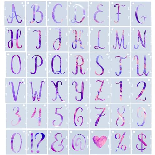 GORGECRAFT 84 Pochoir à Lettres en Plastique Réutilisable avec Chiffres et Symboles Modèles de Lettres Imbriquées pour Mur, Tissu, Tableau Noir, Signalisation et Projets Artistiques de Bricolage