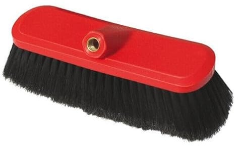 Spazzola per Asta Telescopica per Lavaggio Pannelli Fotovoltaici, Auto, Camper, Camion, Barche, in Nylon o in Crine, Rossa, 24x10 cm, Scopa Compatibile con Asta Telescopica, Universale (Nylon)
