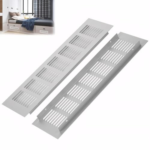 2 Stück Lüftungsgitter,Lüftungsgitter Tür,Türlüftungsgitter,Aluminium Lüftungsgitter,Lüftungsgitter Rechteckig,Abluftgitter für Schuhschrank,Bad,Küche,Wohnzimmer,80mmx300mm
