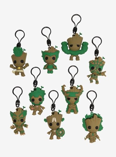 Marvel We Are Groot Serie 2 Blind Bag Figural Bag Clip | We Are Groot Serie 2 Mystery Boxen mit Minifigur Schlüsselanhänger | Guardians of the Galaxy Rucksack-Anhänger