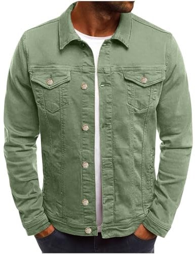 Jackets for Men UK Denim Outdoor Casual Men's Lightweight Jacket with Button Thin Sportwear Bomber Jacket Windbreaker Comfy Coat