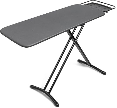 Duwee Extra großes breites Bügelbrett, Deluxe Bügelbrett für Dampfbügeleisen, robustes Bügelbrett mit verstellbarer Höhe, stabile Beine, schwarz, 117 x 46 cm