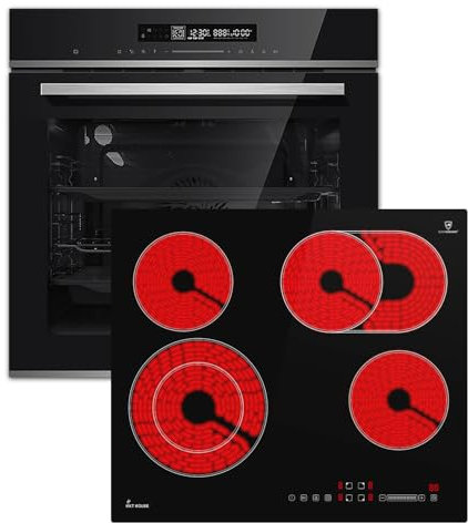 KKT KOLBE | Autarkes Herdset | 60cm Einbaubackofen EB8017ED | 59cm Kochfeld CH5901RL | Katalyse | Pizzafunktion | Grill | Umluft | Heißluft | Timer | 2-fach Wärmeschutzverglasung | SET8017CH59RL