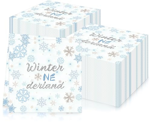 Die Eiskönigin Servietten, Schneeflocken-Papierservietten, blau-silberfarben, Cocktailservietten Dinner Servietten, blauer Schnee, Papierservietten, Seidenpapier für Weihnachten, Geburtstag