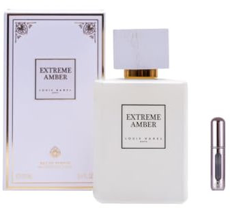 Louis Varel Extreme Amber Eau de Parfum Spray Unisex, 100 ml mit Parfümzerstäuber Geschenk