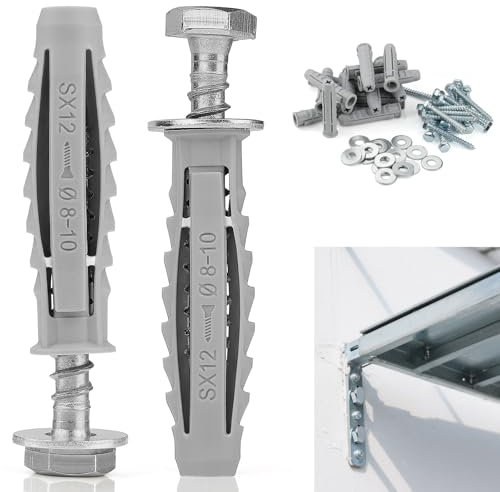 16 Pcs Heavy Duty Wall Fixings Plugs Anchor Masonry Screws Rawl Plugs for Brick Bolts Wall Plugs for tv Bracket (M8x60mm/M12x60mm) Assortment Hex Self Tapping Screws with Expansion Plugs and Washers