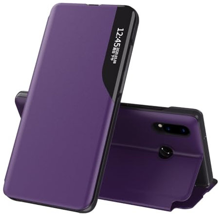 Coque arrière pour smartphone Compatible avec Huawei P20 Lite Case Flip Leather Cover Clear View, avec béquille for téléphone, étui de protection intelligent avec fenêtre rigide et antichoc for étui P