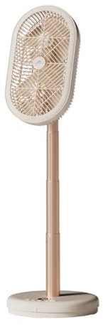 Spacetronik Tragbarer Standventilator mit Ionisator, Ventilator Leise mit 6 Geschwindigkeiten, 3600 mAh Akku, Fernbedienung, Timer, Höhenverstellung, Neigungswinkel 0-90°
