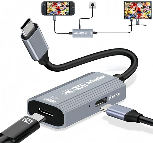 Muchfox USB C to AR Glasses and Charging Adapter, Charger and Play, up to 4K@60Hz PD 100W Fast Charging, Compatible Switch OLED, Steam Deck, iPhone 16, Connect Viture/Rokid/Xreal AR Glasses