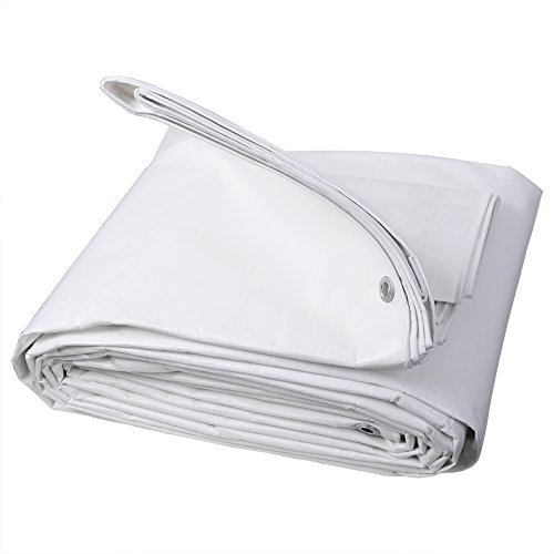 WOLTU Lona Impermeable Exterior 3x6m, 180g/m² Lona de Protección Toldo Reforzado PE con Ojales, Duradera Resistente a Los Rayos UV Desgarros, para Leña, Muebles, Jardín, Piscinia, Blanco