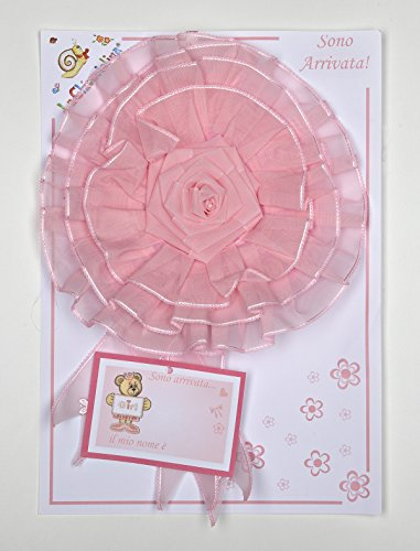 fiocco nascita coccarda in organza rosa