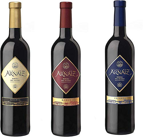 Viña Arnáiz - Merlot Estuche de 3 Botellas de Vino con D.O. Ribera del Duero - Reserva, Crianza y Roble - 3 Botellas x 750 ml