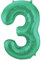Grüner Metallic Matt Folienballon Zahl 3-86 cm