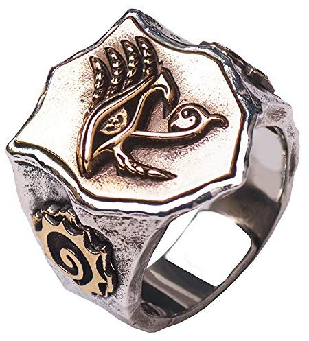 ForFox Vintage 925 Sterling Silber Auge des Horus Ring ägyptischer Schmuck für Herren Damen Offen und Verstellbar