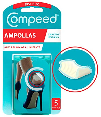 Compeed Ampollas Zapatos Nuevos, 5 Apósitos Hidrocoloides - Tratamiento De Pies, Cura Rápidamente, Tamaño Del Apósito: 4.2 X 6.8 Centímetros
