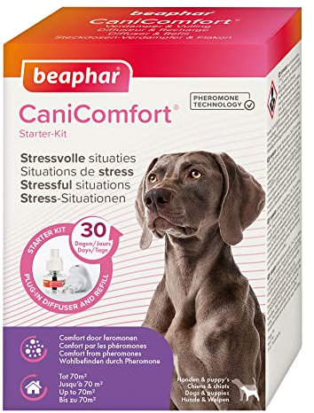 BEAPHAR - CaniComfort® Starter-Kit - Steckdosen-Verdampfer Mit Flakon - Für Hunde Und Welpen - Pheromon-Technologie - Beruhigt In Stress-Situationen - Wirkt 30 Tage - Reicht Für Bis Zu 70 m2 - 48 ml