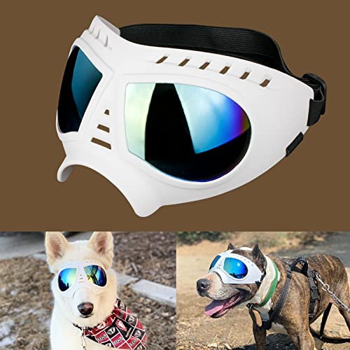 Namsan Large Breed Dog Goggles - Anti-UV, Windproof, Anti-Dust, Antifog Soft Pet Glasses for Medium-Large Dogs, White