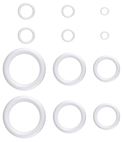Amosfun 12 Stück Handwerk Schaum Kranz Polystyrol Schaum Ring Styropor Modellierung Schaumform für DIY Blumenprojekte Weihnachten Hochzeit Wohnkultur (Weiß)