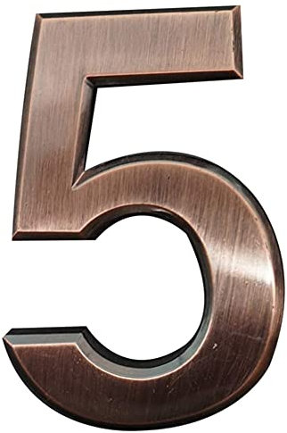 ETEC 4 Inch 3D Mailbox Number, Self Adhesive House Number Stickers for Home Apartment (NO.5)