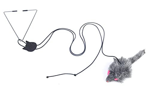 A-Door-Able Cat Toy, Teaser and Exerciser for Cat Door Hanging Pet Toy Living Room Pet Cat Mouse Toy Easy Install Flutter Teaser Cage Window Sear Multifunction Hanging Kitten Toys(Grey)