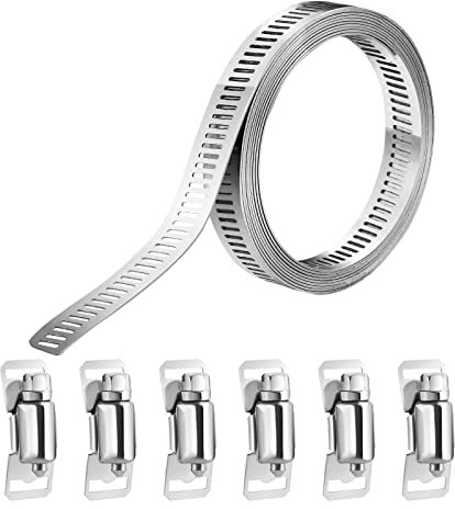 hannger Band Schlauchschellen Kit, 2,5m Edelstahl große Rohrschelle Riemenschellen & 6PCS verstellbare Schraube Befestigungen, Deal für Tank | Haus Gas Rohr | Wasser Rohr | Automobil-Tubing | Kühler