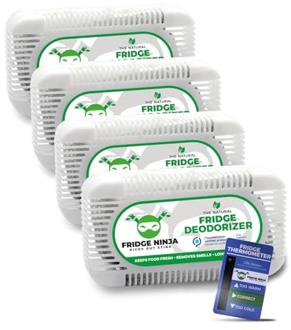 Deodoranti per frigorifero Assorbi odori, Carbone attivo Frigorifero e Freezer Purificatore Deumidificatore Naturale per Ambienti Senza Profumi (1 Unità (Confezione da 4))