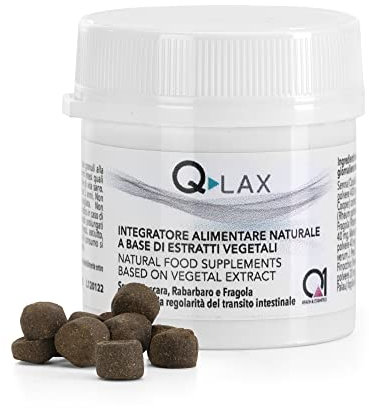 Q1, Q-Lax Integratore Alimentare Naturale, Contro Stitichezza e Intestino Pigro, Favorisce la Regolarità Intestinale con Efficace Azione Lassativa, a Base di Estratti Vegetali, Formato in Granuli, 30g