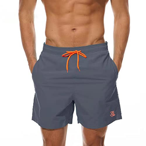 JustSun Herren Badehose Männer Badeshorts Herren Kurz Schnelltrocknend Schwimmhose Boardshorts Strandshorts Herren Beachshorts Grau XL