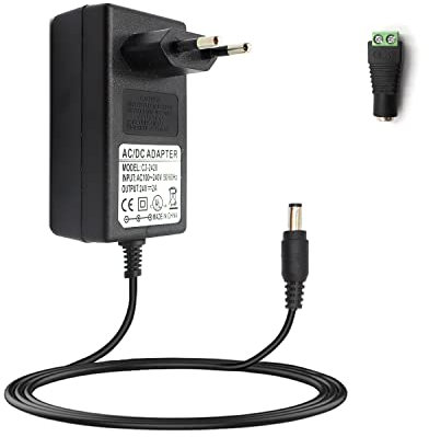 Arotelicht Adaptador 24V 2A Tira de LED Fuente de alimentación de corriente Euro Plug para 3528/5050 COB Tira de LED 48W Fuente de alimentación de enchufe máximo, Adaptador AC100-240V