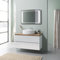 Kiamami Valentina Mueble de baño suspendido Blanco Brillante con encimera de Roble de 100 cm, Lavabo sobre encimera y Espejo LED