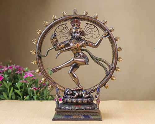 SHIVAJI ARTS Dancing Shiva Statue 26CM Brown Color Bonded Bronze Big Size Pack of 1