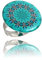 Boho Groß Mandala Design Runde Statement Ringe Einstellbar Schmuck für Damen (Stil 13 - Blau Türkis)