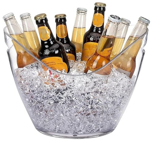 Virsus Secchiello Portaghiaccio Ovale 58654 misura 34,5x26x24 cm, capacità 8 Lt, secchio in plastica per ghiaccio, 2 Maniglie, secchiello per bottiglie Vini Champagne per feste ed eventi (Trasparente)