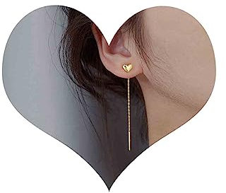 Cimenexe Böhmische Herz Ohr Jacke Ohrringe Gold Herz Ohrstecker Ohrringe Lange Quaste Kette Ohrringe Bar Durchziehen Ohrringe Schmuck Für Frauen Und Mädchen Geschenke