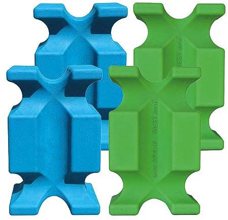 Brama-West Cavaletti Blöcke 4er Set Hindernis / Jumpingblöcke 61 x 38 x 22 cm - Hellblau & Grün