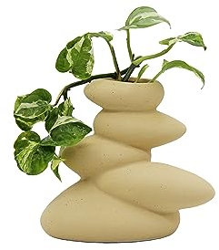 Cotta Planters Blumenvase - Einfache und minimalistische Keramikvase - Matt Finish Blumentopf oder Vase - Kleine Vase Home Dekorationen für Wohnzimmer - Beige Boho Vase - Einzigartiges Akzentstück