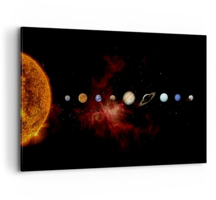 ARTTOR Bilder auf Leinwand 120x80cm Wandbild Fantasy Weltraum - 5377 | Solar System Planeten Groß XXL Wanddekoration Wohnzimmer Schlafzimmer Wanddeko Wand Kunstdruck Wandkunst Wall Decor ARTTOR