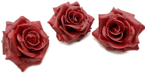 Fangblatt - Wachsrose - wundervolle künstliche rote Rose aus Wachs - für Gestecke, Tischdekoration, Grabschmuck - Durchmesser ca. 10 cm (3)