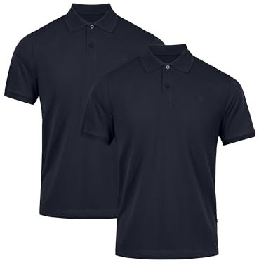 DANISH ENDURANCE Polo Hombre Manga Corta en Algodón Orgánico, Camiseta de Vestir, Ropa de Verano Azul Marino 2-Pack L
