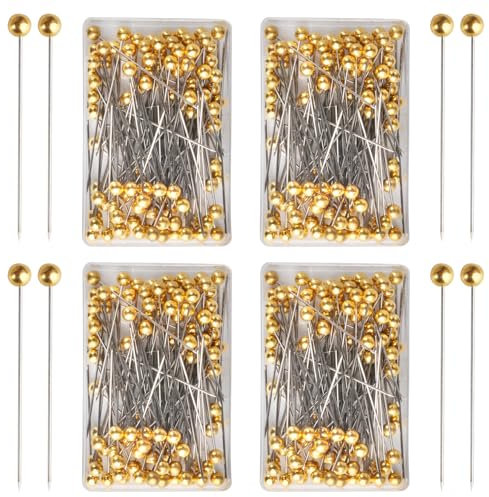 Rundkopf Stecknadeln, 400 Stück Weltkarte Pinnwand Pins, Karte Nagel Pinnadeln, Kartennadel Pinnnadeln, Stecknadeln mit Stahlspitze für Weltkarte Stoffmarkierung Pinnwand Nadeln, Gold