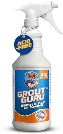 Grout Guru The Professional Grout Cleaner for Tile Floors, Acid-Free Floor Gel Cleaner Cleaning Solution for Tile, Marble, Porcelain & Stone, Deep-Clean Flooring Products Made in USA, Spray, 32 Oz