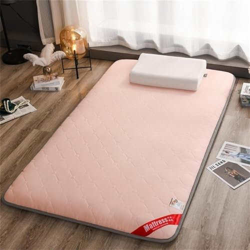 Bodenmatratze, japanische Futon-Faltmatratze, aufrollbare Matratze, Tatami-Matte, atmungsaktive Bodenliege, Gästebett for Camping-Couch (Color : Pink, Size : 120X200cm)
