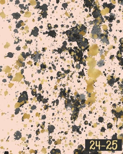 Monthly Planner 2024-2025: Black, Gold and Pink Blush With Abstract Art ~ 2 Year Dated Calendar for Women | January 2024 to December 2025, Large ... Notes, To Do Lists, Contacts and Password Log