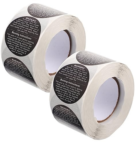 STOBOK Sicherheitsaufkleber Leicht und Einfach zu Verwenden 2 Rollen für Kerzen aus Beschichtetem Papier für Verpackung und Versand von Kerzengläsern