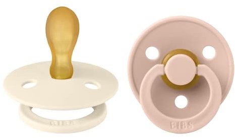 BIBS Colour Schnuller 2er-Pack, BPA-frei, Symmetrischer Sauger. Naturkautschuk/Latex, Hergestellt in Dänemark. 6-18 Monate (2er Pack), Ivory & Blush