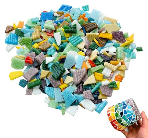 xtemtoamz Tessere Mosaico, Mosaici, Piastrelle Mosaico, Mosaico Fai Da Te, Pezzi di Mosaico,Colore Misto Irregolari Pezzi di Vetro, per Artigianato, Decorazione Della Casa, Arti, 250g