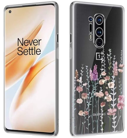 Kaywzo Hülle für OnePlus 8 Pro,Transparent TPU Handyhülle mit Gemälde Blume Muster,Ultradünn Stoßfester Schutzhülle,Schön Silikon Cover Case-3