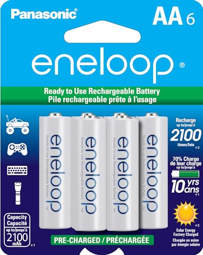 Eneloop Panasonic BK-3MCCA6BA AA 2100 Rechargeable Batteries Pre-Charged Ni-MH (Pack of 6)