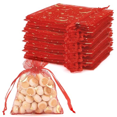 50PCS Organzasäckchen,8×10cm/3.14×3.93inch Organza Säckchen,Beutel Mit Kordelzug,Organzasäckchen Klein,Schmucksäckchen,Schmuckbeutel,Geschenkbeutel Mit Kordelzug Süßigkeiten Tüten,Mini Beutel